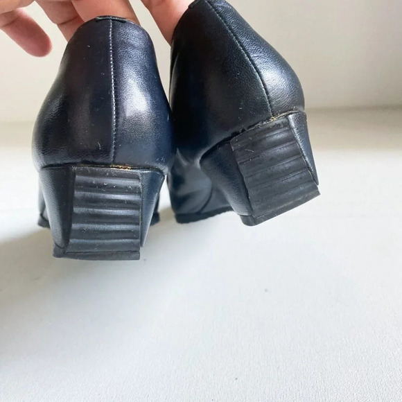 Vintage  Town Shoes Horsebit Detail Black Low Wedge Loafers 38.5 - Picture 6 of 11